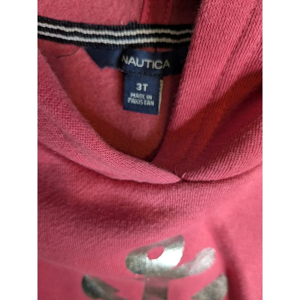 Nautica Girls 3T Raspberry Pink Anchor Graphic Hoodie and Jogger 2-Piece Set NEW